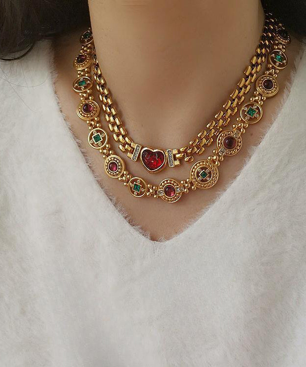 Classy Gold Copper Overgild Hollow Out Coloured Glaze Collar Necklace GH1008 Ada Fashion