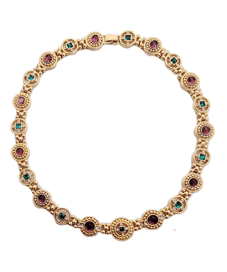 Classy Gold Copper Overgild Hollow Out Coloured Glaze Collar Necklace GH1008 Ada Fashion