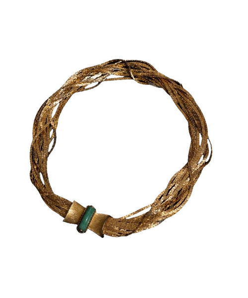 Classy Gold Layered Weave Jade Collar Necklace II008 JEW-NLC240825