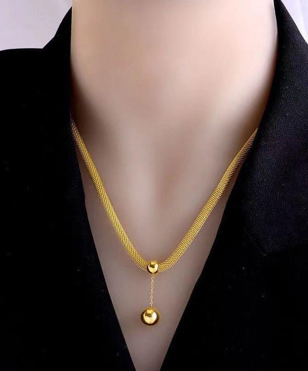 Classy Gold Stainless Steel Tassel Pendant Necklace DF1019 Ada Fashion