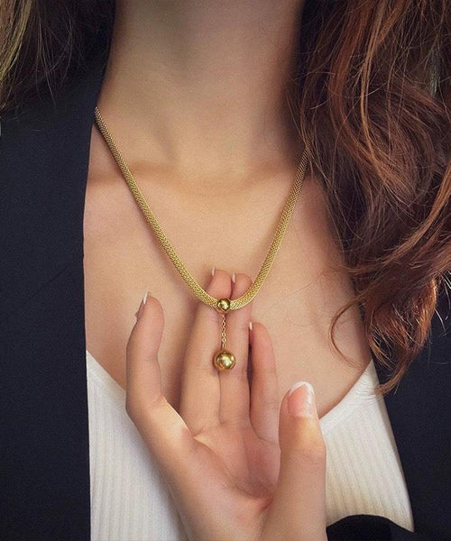 Classy Gold Stainless Steel Tassel Pendant Necklace DF1019 Ada Fashion