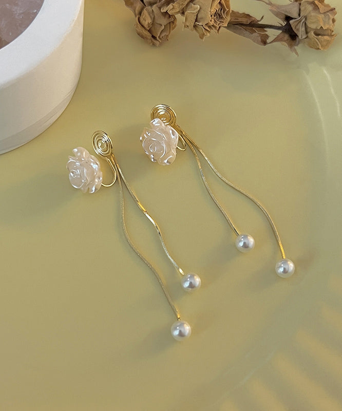 Classy Gold Sterling Silver Alloy Pearl Tassel Drop Earrings AC1068 Genistyle Shop