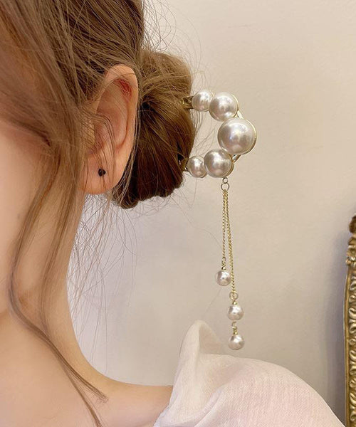 Classy Gold Sterling Silver Alloy Pearl Tassel U Shaped Hairpin AB1062 Genistyle Shop