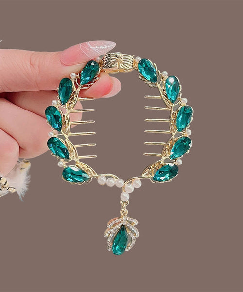Green Classy Pearl Zircon Hairpin Alloy Crystal Tassel FashionChic