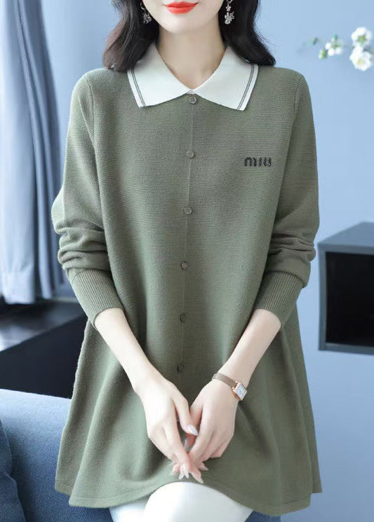 Classy Green Peter Pan Collar Patchwork Woolen Sweaters Winter RL034 ABC
