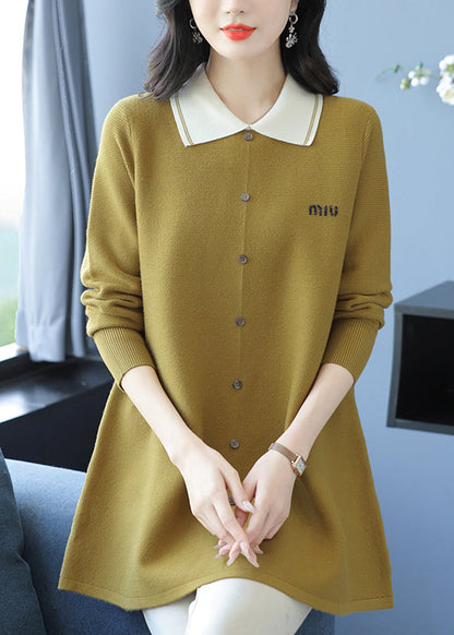 Classy Green Peter Pan Collar Patchwork Woolen Sweaters Winter RL034 ABC