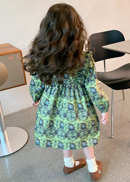 Classy Green Ruffled Patchwork Girls Maxi Dress Long Sleeve SS1054 MM-RCTZ-FDL240601