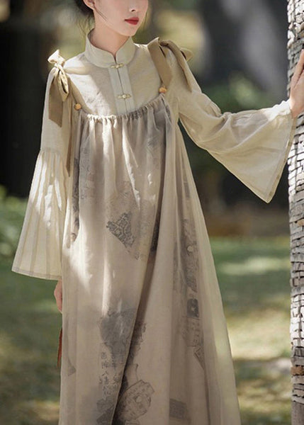 Classy Green Stand Collar Print Lace Up Cotton Two Pieces Set Spring KK033 SH-LF-TPIEC240602