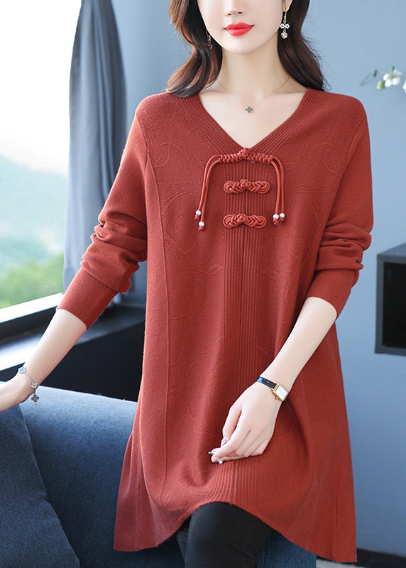 Classy Green V Neck Print Woolen Long Sweater Winter RL015 ABC