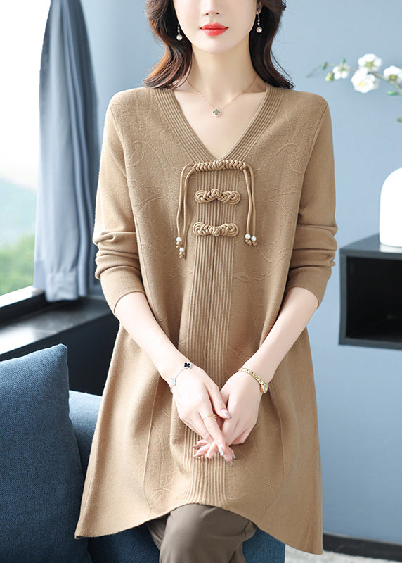 Classy Green V Neck Print Woolen Long Sweater Winter RL015 ABC