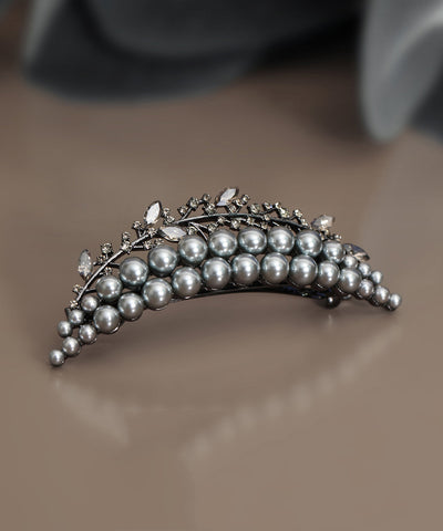 Zircon Grey Pearl Classy Alloy Crown FashionChic