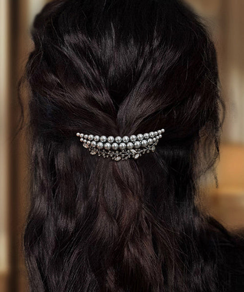 Zircon Grey Pearl Classy Alloy Crown FashionChic