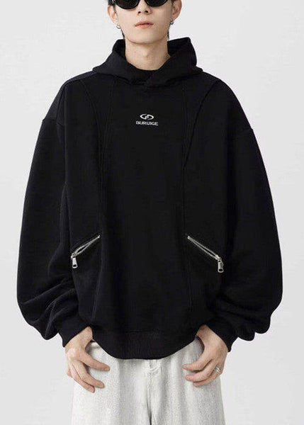 Classy Grey Hooded Zippered Warm Fleece Men Sweatshirt Spring YQ029 ABC