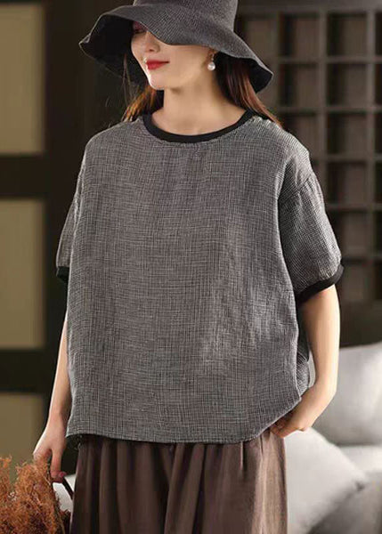 Plaid Tanks Oversized Linen Summer Classy Grey FashionChic