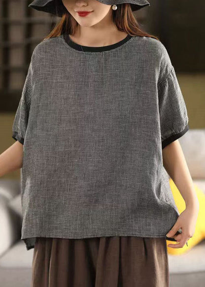 Plaid Tanks Oversized Linen Summer Classy Grey FashionChic