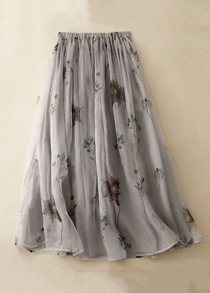 Classy Grey Print High Waist Tulle A Line Skirt Summer AM1053 Genistyle Shop