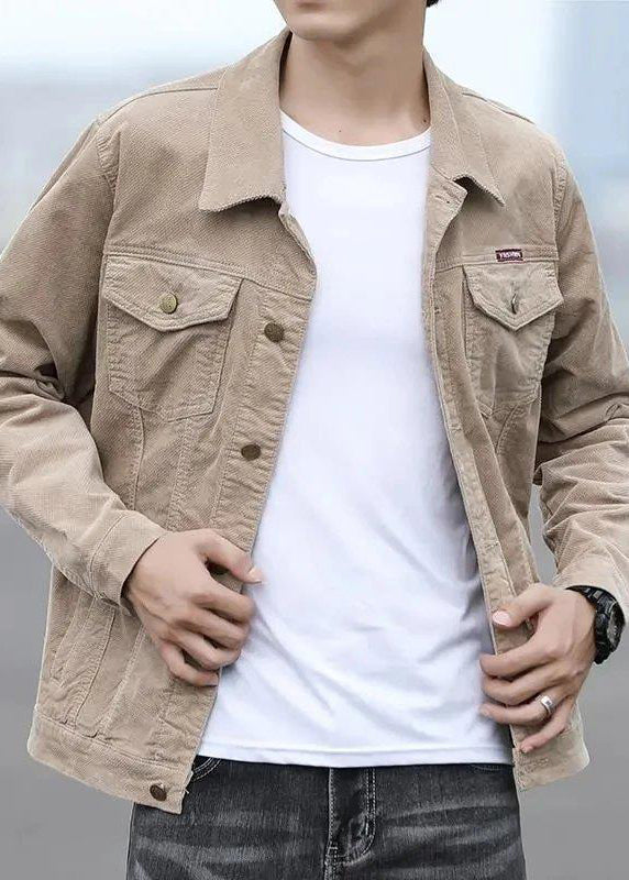 Coats Button Classy Corduroy Spring Peter Mens Collar Pan Khaki FashionChic