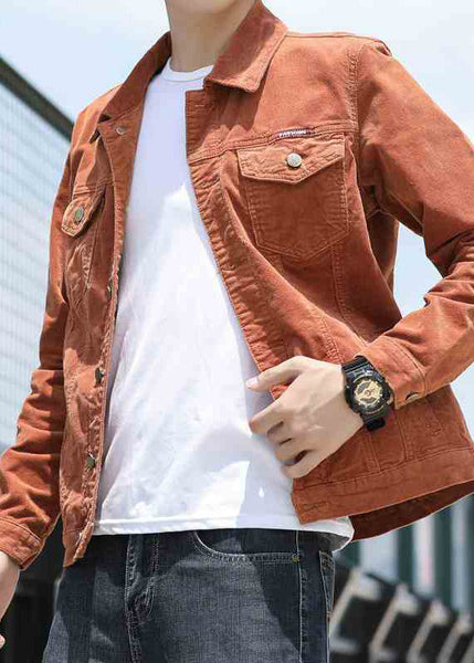 Coats Button Classy Corduroy Spring Peter Mens Collar Pan Khaki FashionChic