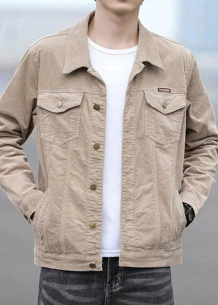 Coats Button Classy Corduroy Spring Peter Mens Collar Pan Khaki FashionChic