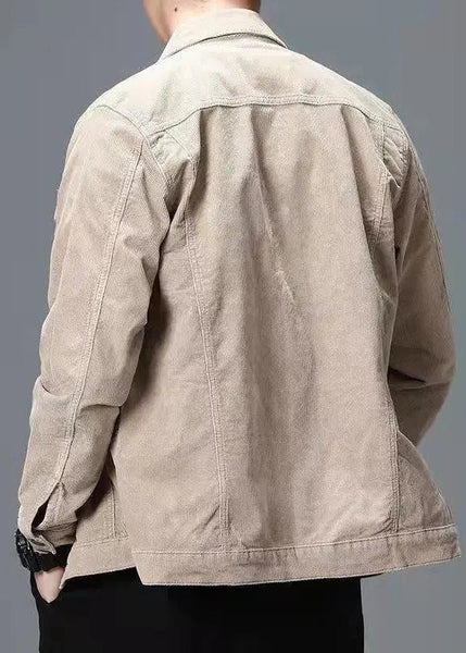 Coats Button Classy Corduroy Spring Peter Mens Collar Pan Khaki FashionChic