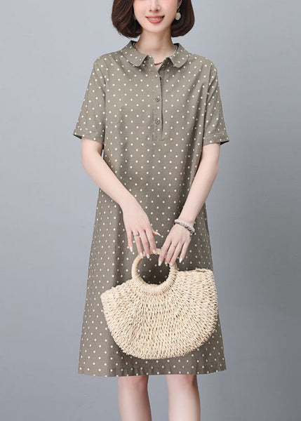 Mid Pan Summer Cotton Pring Peter Classy Navy Dress Dot Collar FashionChic