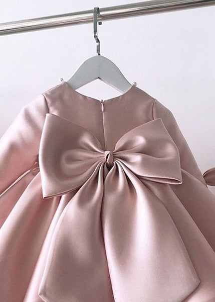 Classy Pink O-Neck Patchwork Kids Long Dress Spring YS011 ABC