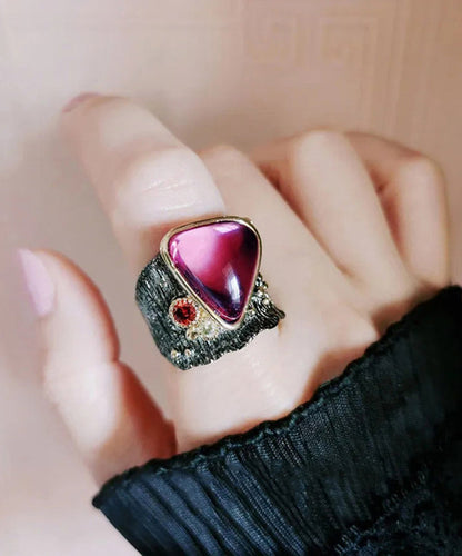 Classy Purple Red Alloy Gem Stone Heart-Shaped Rings QI080 JEW-RIN240928