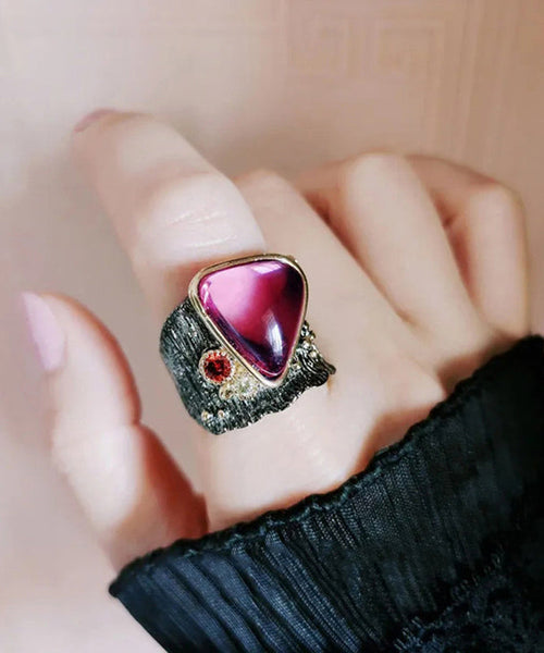 Classy Purple Red Alloy Gem Stone Heart-Shaped Rings QI080 JEW-RIN240928