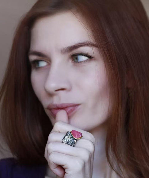 Classy Purple Red Alloy Gem Stone Heart-Shaped Rings QI080 JEW-RIN240928