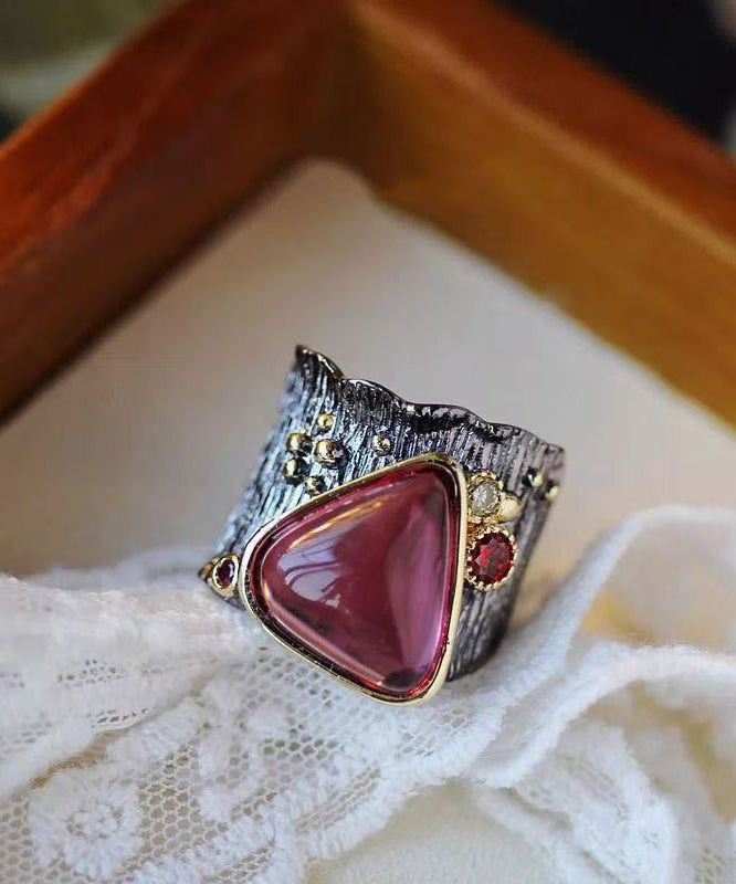 Classy Purple Red Alloy Gem Stone Heart-Shaped Rings QI080 JEW-RIN240928