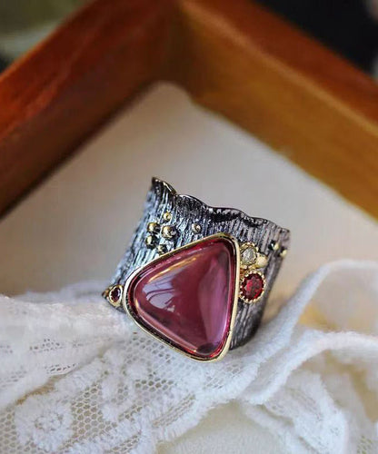 Classy Purple Red Alloy Gem Stone Heart-Shaped Rings QI080 JEW-RIN240928