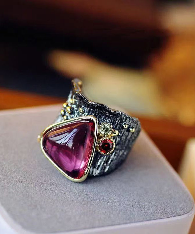 Classy Purple Red Alloy Gem Stone Heart-Shaped Rings QI080 JEW-RIN240928