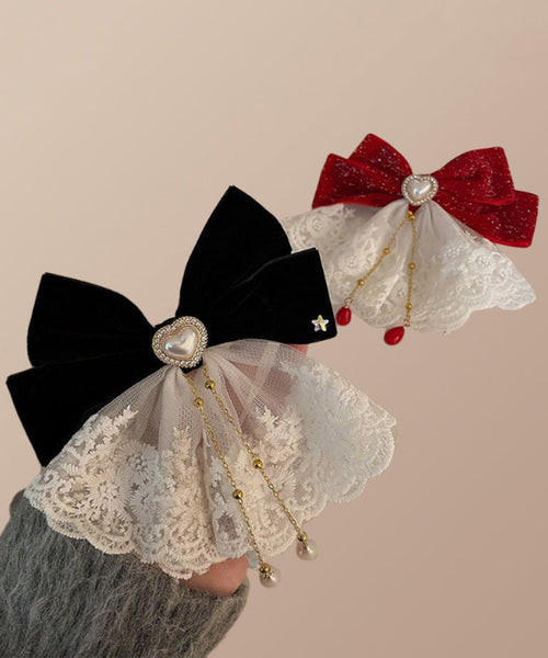 Tassel Alloy Crystal Hairpin Classy Red Love Bow FashionChic