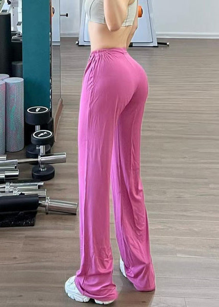 Classy Summer Cotton Elastic Pants Waist Rose Straight FashionChic