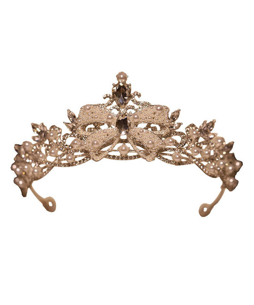 Classy Silk Alloy Pearl Zircon Bow Girl Crown IU039 TZ-FQ-HAI240802