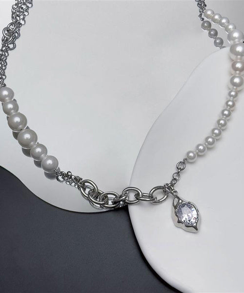 Steel Silk Pendant Drop Zircon Stainless Classy Pearl Water FashionChic