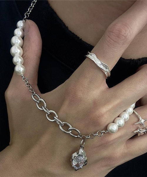 Steel Silk Pendant Drop Zircon Stainless Classy Pearl Water FashionChic