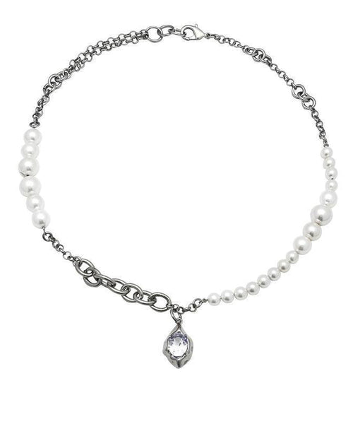 Steel Silk Pendant Drop Zircon Stainless Classy Pearl Water FashionChic