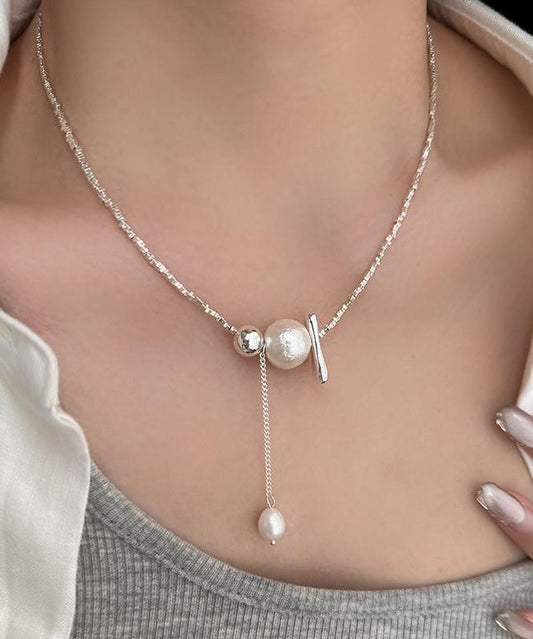 Sterling Necklace Silk Pearl Classy Silver Pendant Broken FashionChic