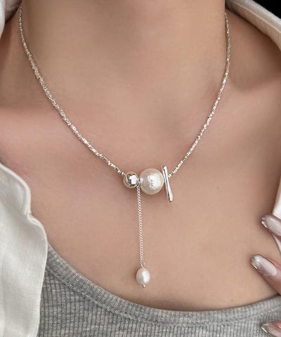 Sterling Necklace Silk Pearl Classy Silver Pendant Broken FashionChic