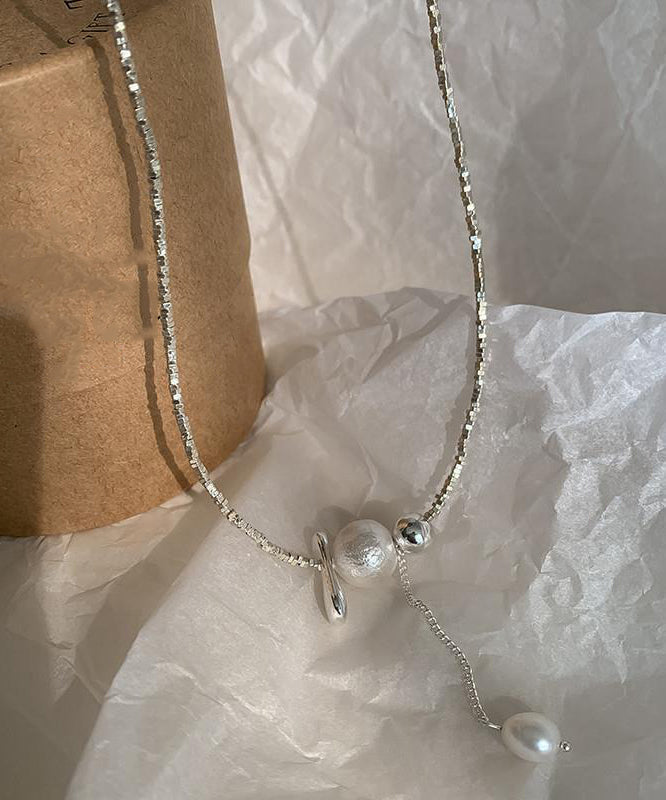 Sterling Necklace Silk Pearl Classy Silver Pendant Broken FashionChic