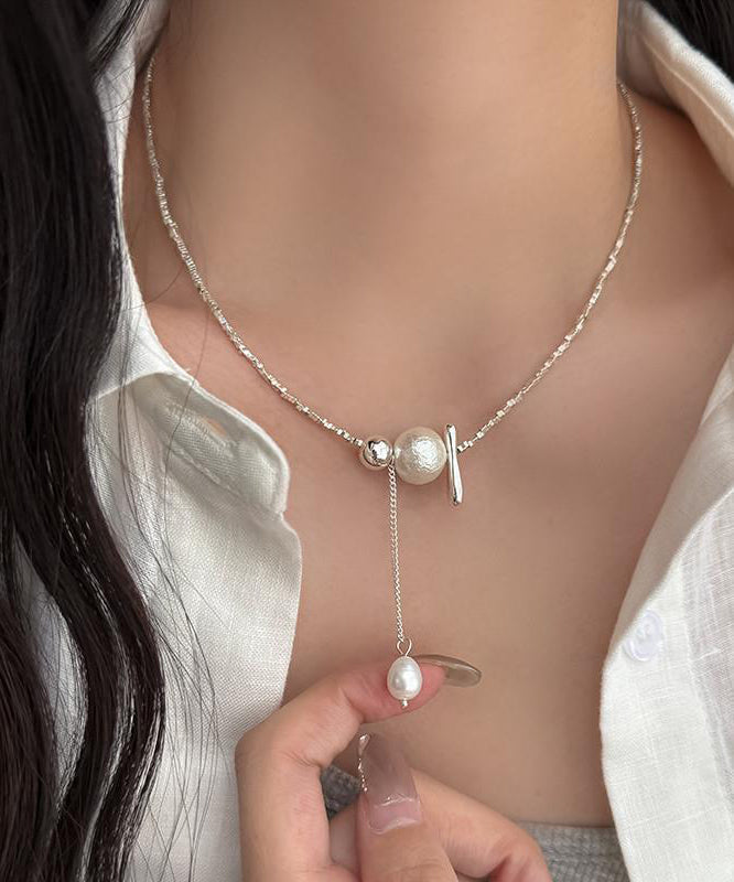 Sterling Necklace Silk Pearl Classy Silver Pendant Broken FashionChic