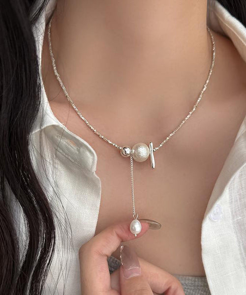 Sterling Necklace Silk Pearl Classy Silver Pendant Broken FashionChic