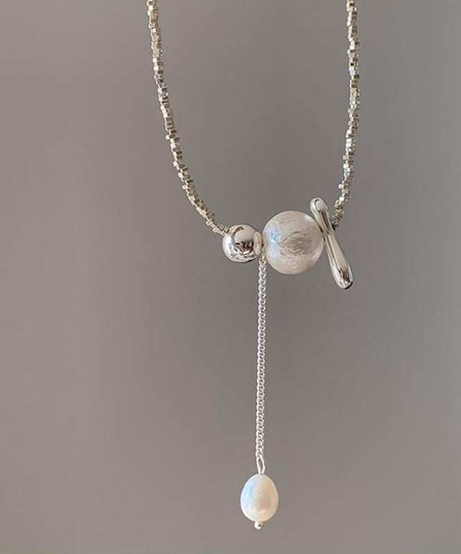 Sterling Necklace Silk Pearl Classy Silver Pendant Broken FashionChic