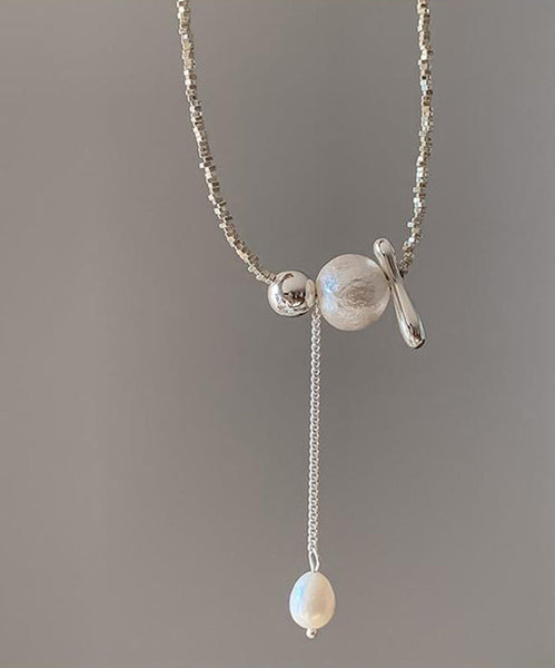 Sterling Necklace Silk Pearl Classy Silver Pendant Broken FashionChic