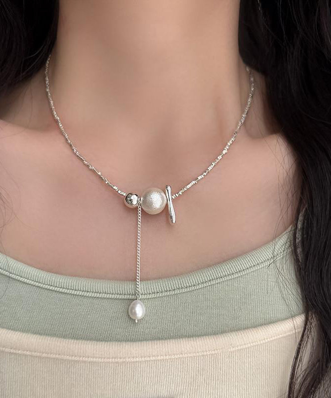 Sterling Necklace Silk Pearl Classy Silver Pendant Broken FashionChic