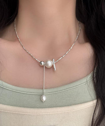 Sterling Necklace Silk Pearl Classy Silver Pendant Broken FashionChic