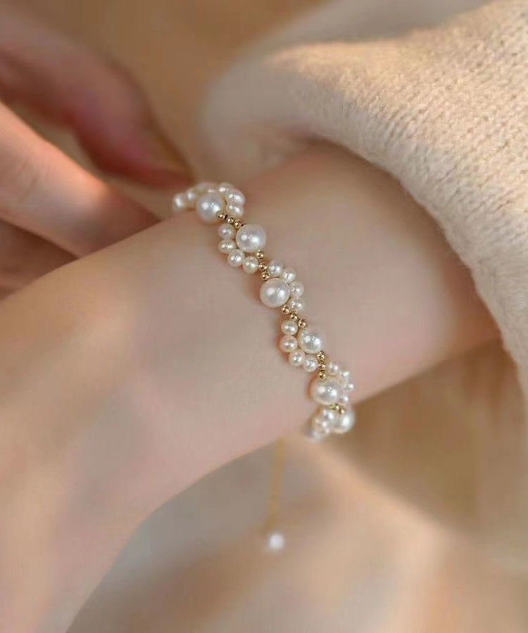 Classy White Alloy Pearl Cat Claw Chain Bracelet YI041 ABC