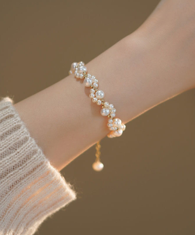 Classy White Alloy Pearl Cat Claw Chain Bracelet YI041 ABC