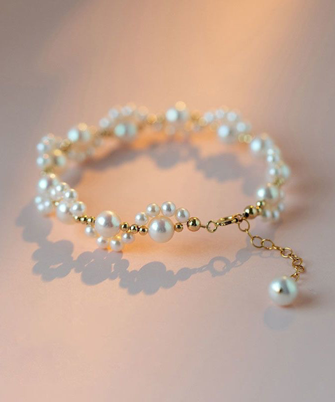 Classy White Alloy Pearl Cat Claw Chain Bracelet YI041 ABC